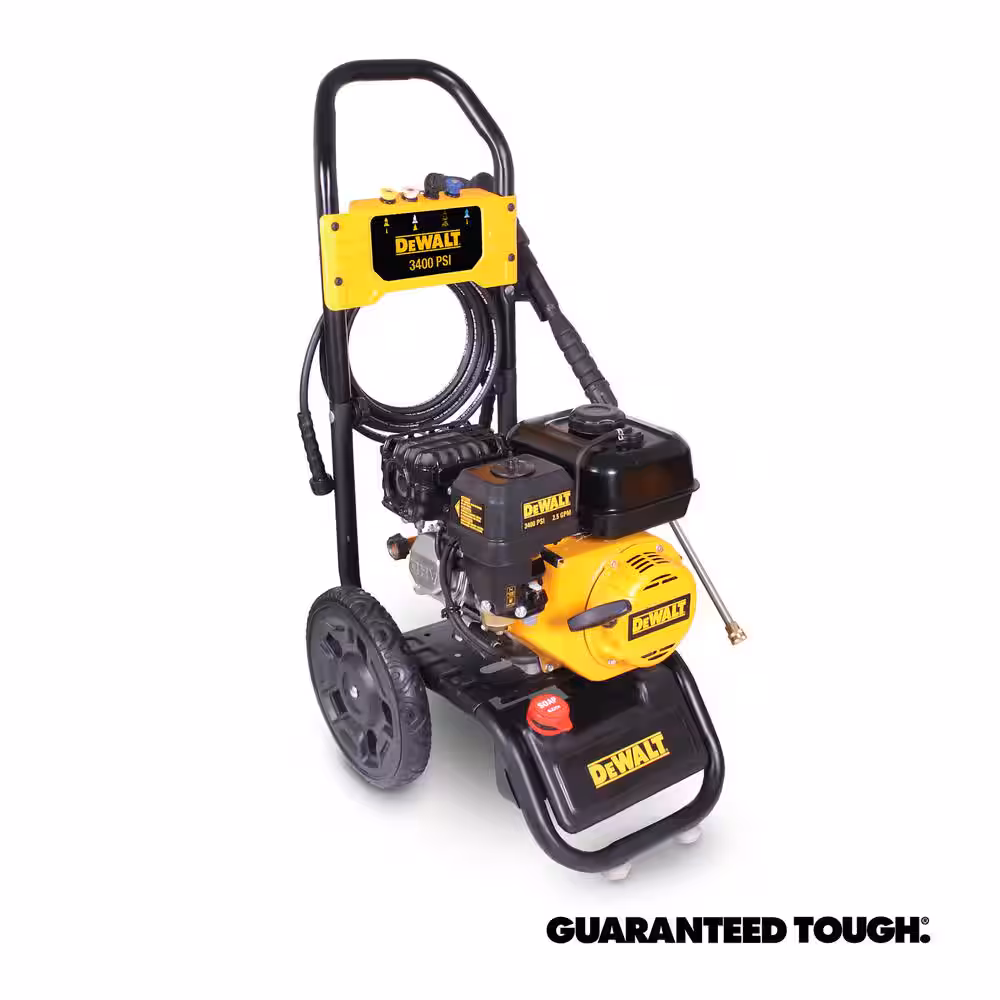 Lavadora a presión de agua fría a gas DEWALT 3400 PSI 2.5 GPM con motor de 208 cc DXPW61372