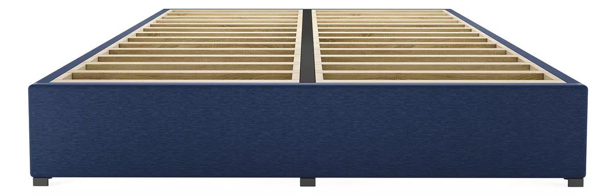 Base Cama Box Madera Tapiz King tamaño Lino Azul.