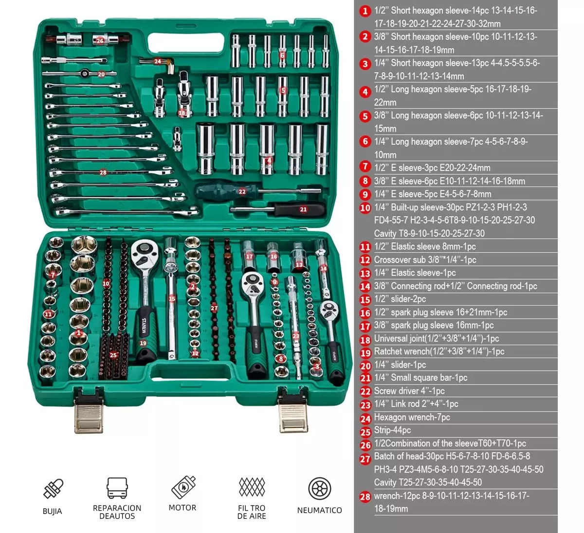 Juego De Herramientas Mecánicas Autocle Dados De Auto 216pcs