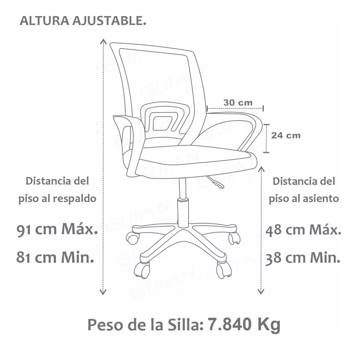 Silla Oficina Ejecutiva Girativo Suave Con Tapizado