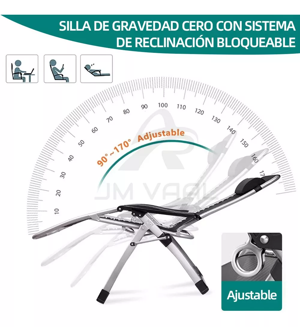 Silla Camastro Plegable Ajustable En 180 Con Colchón Jm Vaal