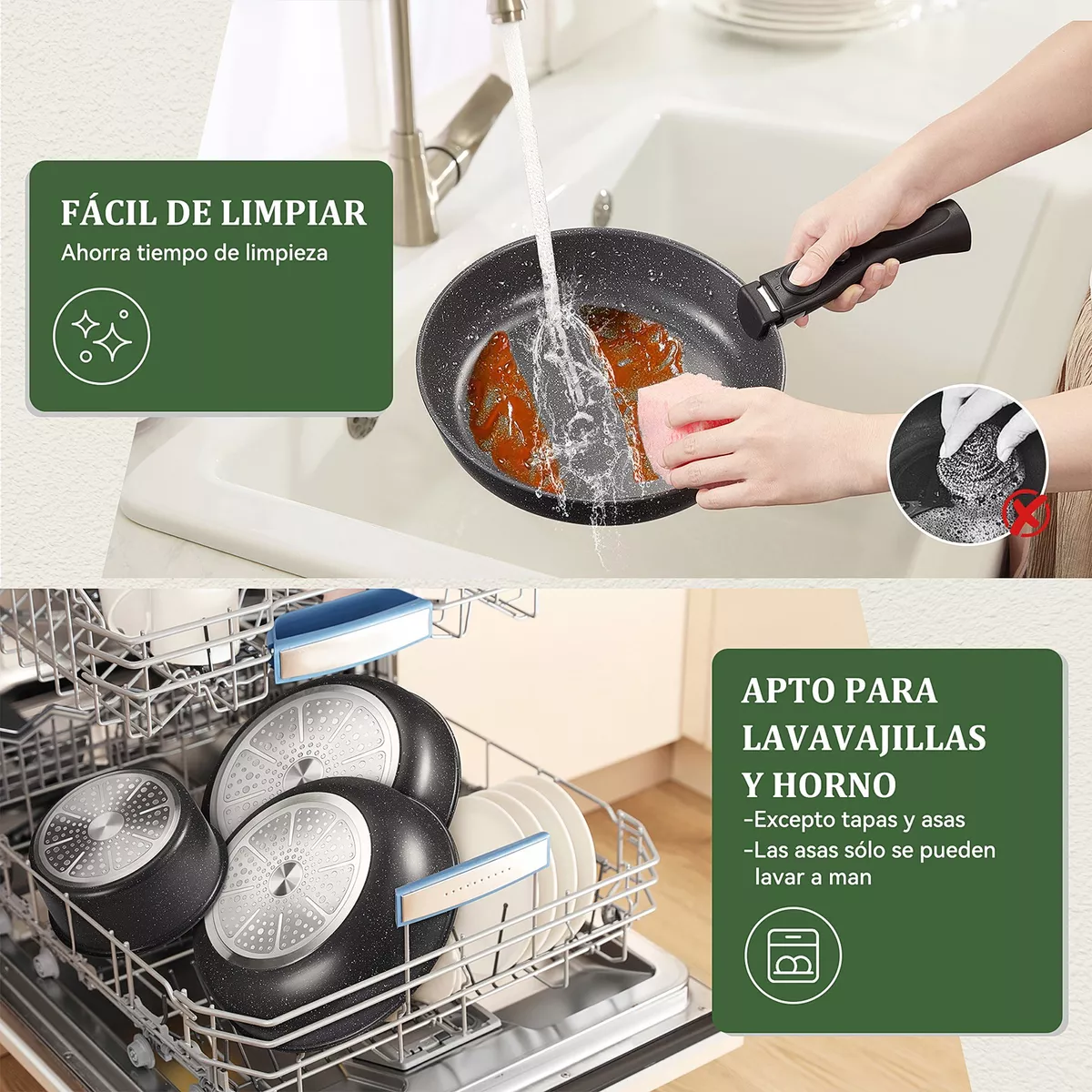 Juego De Ollas Y Sarten Bateria De Cocina Extraíble 15pcs