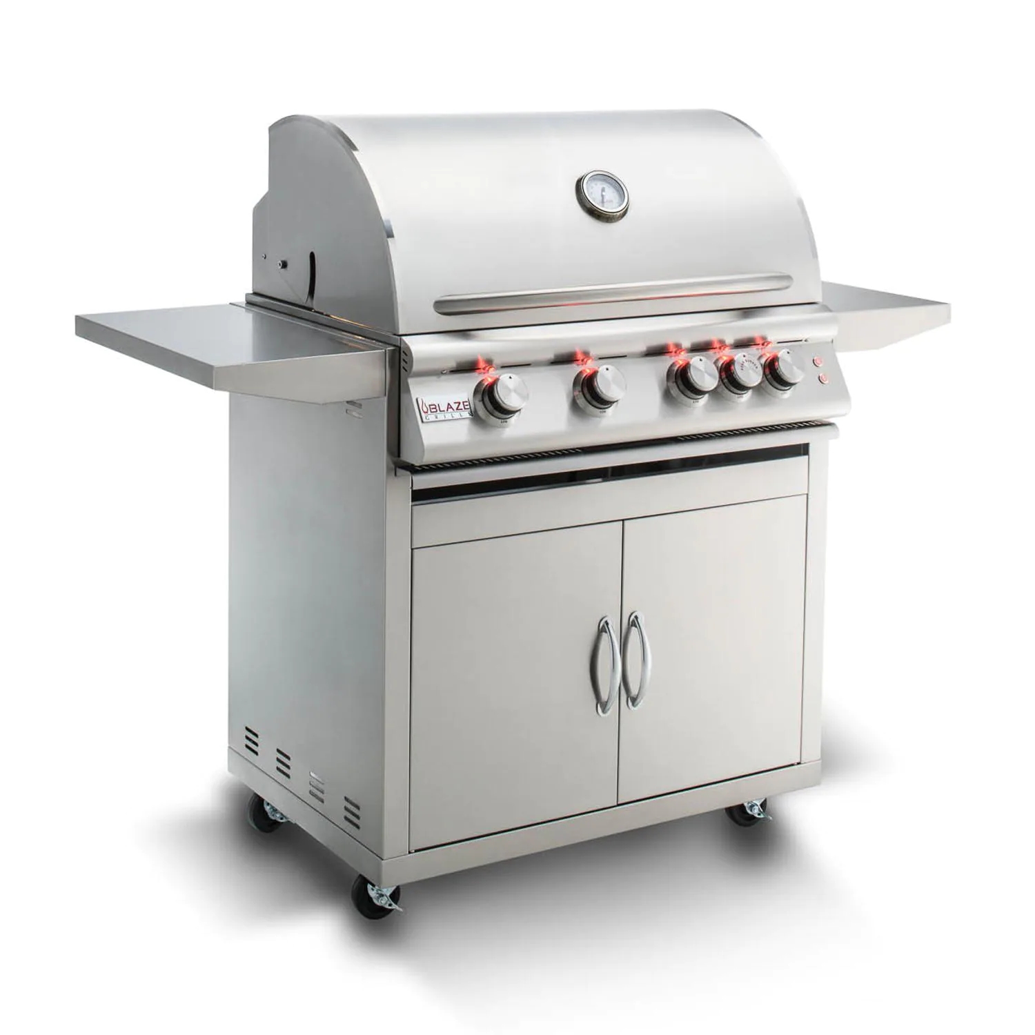 Blaze Premium LTE Parrilla independiente de gas propano de 32 pulgadas y 4 quemadores con quemador infrarrojo trasero y luces para parrilla-BLZ-4LTE2MG-LP