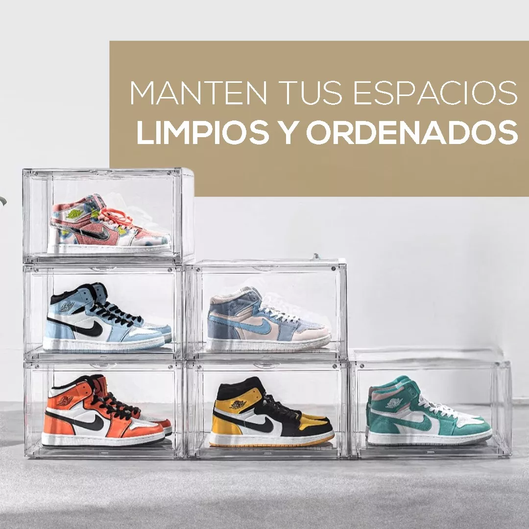 Caja De Acrilico Premium Para Tenis Sneakerbox Cajas Apilables Con Puerta Con Iman Fasilyt