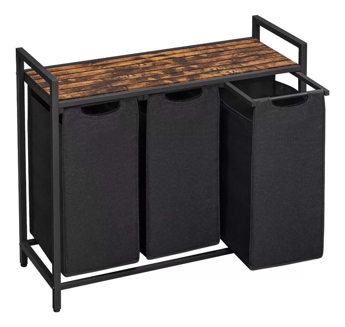 Vasagle Cesto Para Ropa Sucia, Cesta Colada, 3 Bolsas Colada De Tela Oxford Extraíble Y Desmontable, 2 X 38 L, 92.5 X 33 X 72 Cm, Marrón Rústico Y Negro Mblh301b01