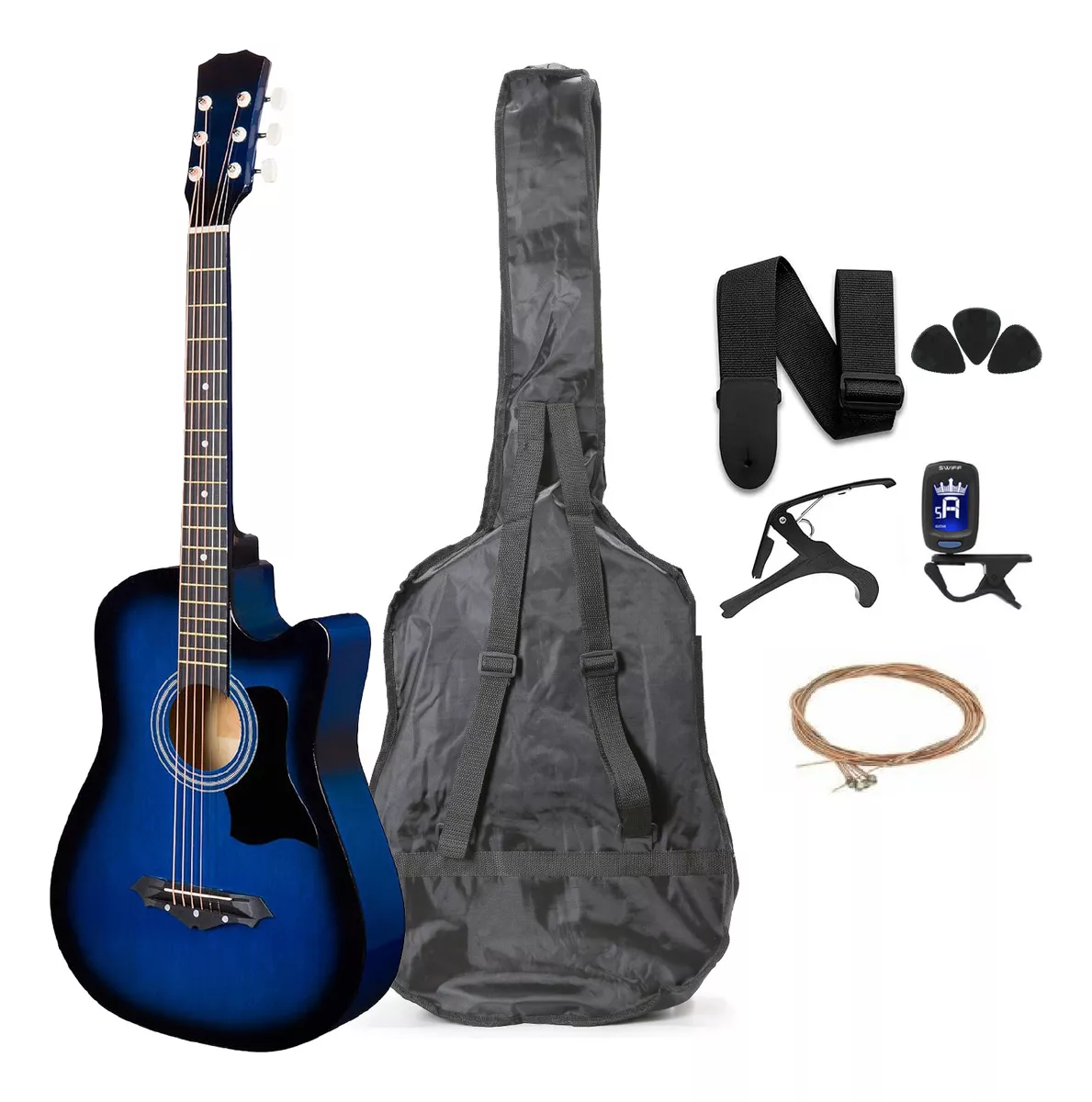 Guitarra Ac&uacute;stica Femmto AG002 con Accesorios para diestros color Azul arce brillante