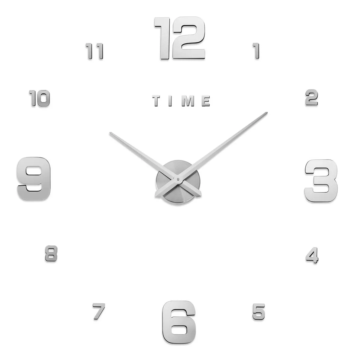 Reloj De Pared Con Dise&ntilde;o 3d Moderno Grande Plata N&uacute;meros