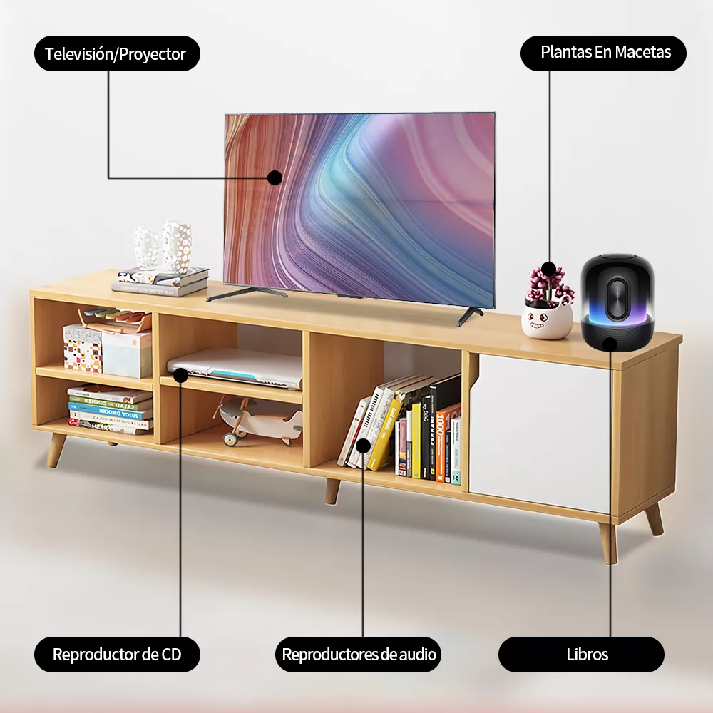 Mesa De Tv Gabinete Para Almacenamiento De Madera 120x30x38