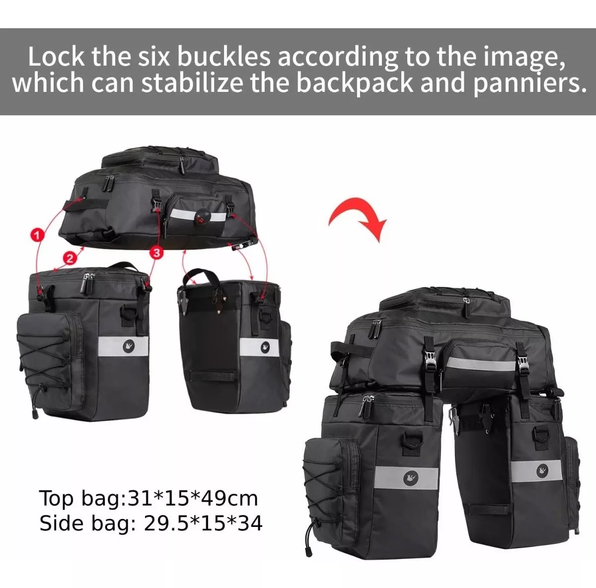 kit 3 Maletas Moto Impermeables 75lt Mochila Equipaje Bolsas