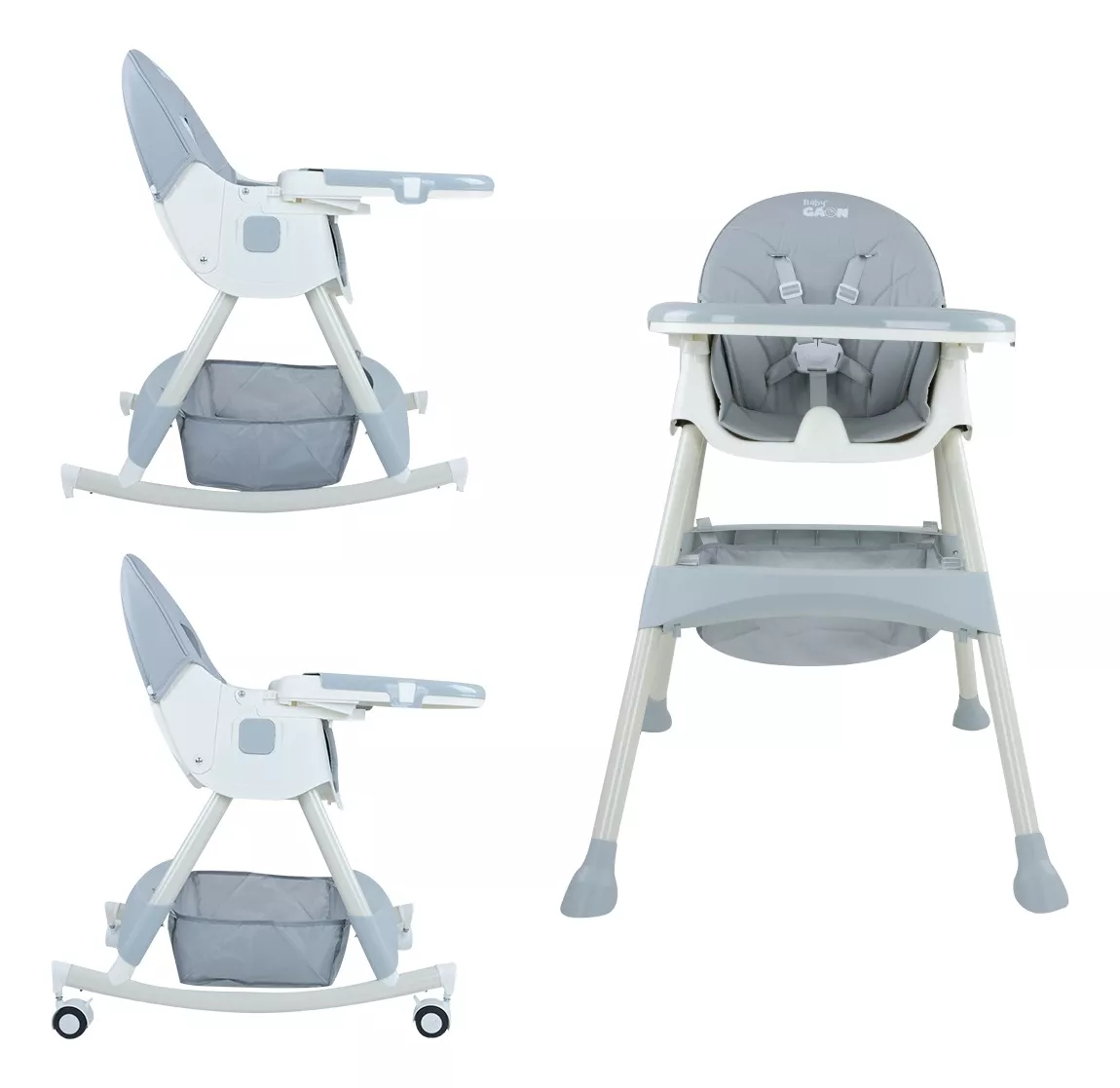 Silla Periquera Alta Bebe Para Comer Multifuncional 3 En 1 color Gris Silla Periquera Alta de Beb&eacute; para Comer 3 en 1 con Charola