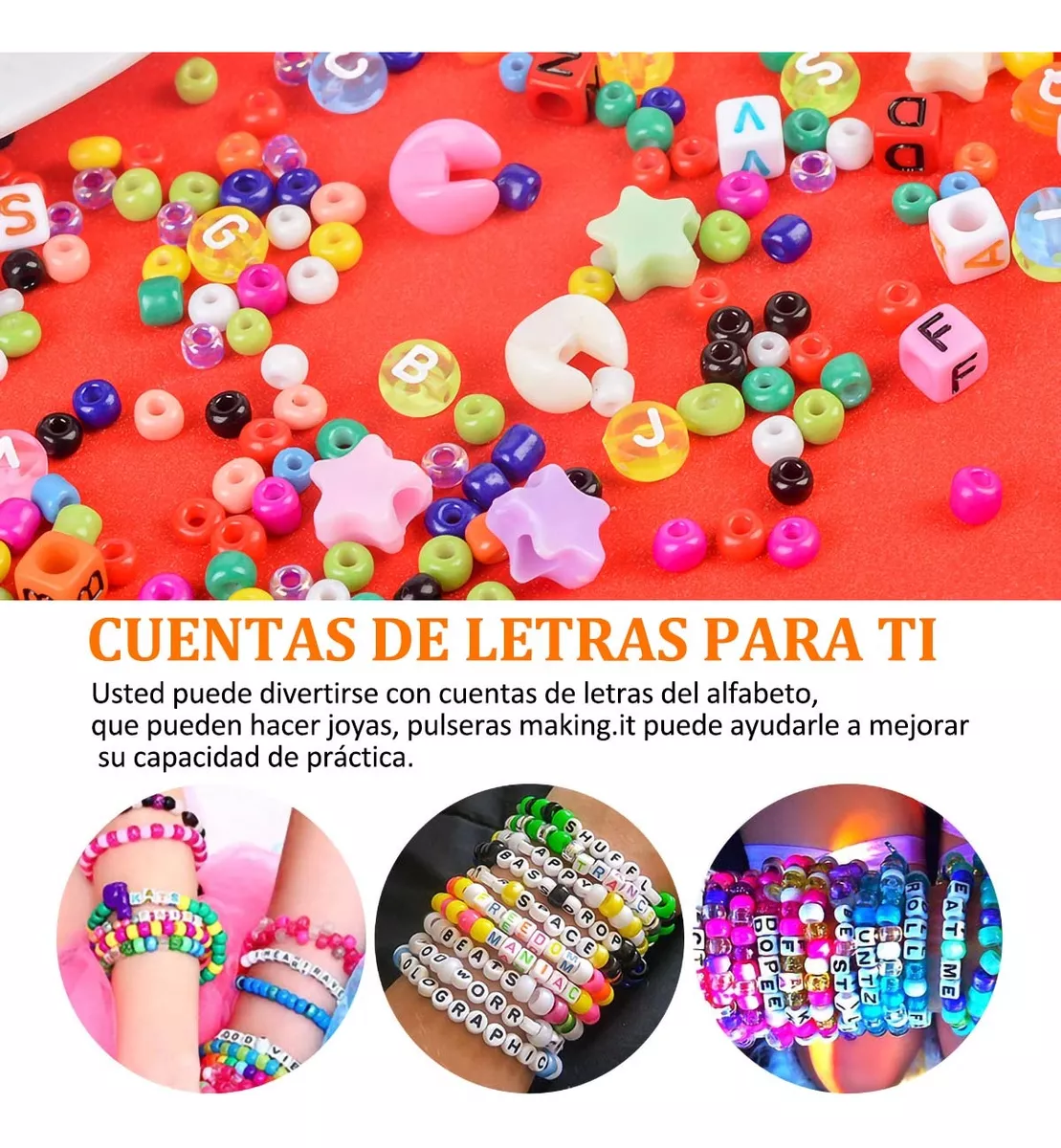 kit Para Hacer Pulsera De Collar Bricolaje Cuentas 7500+ Pcs