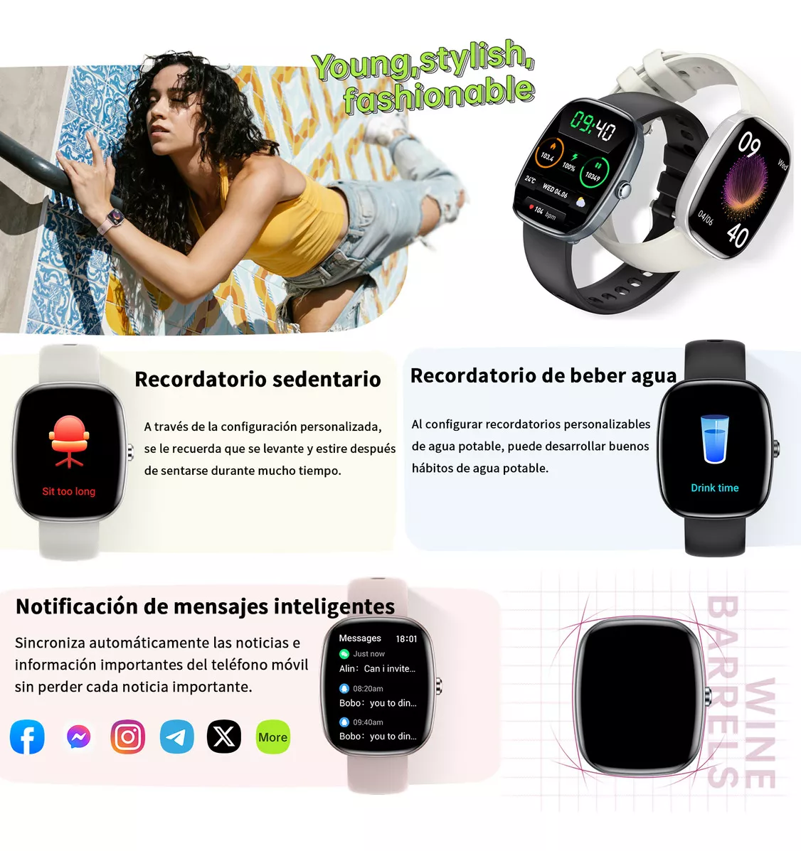 1.83reloj Inteligente Mujer Asistente De Voz Bluetooth Llam
