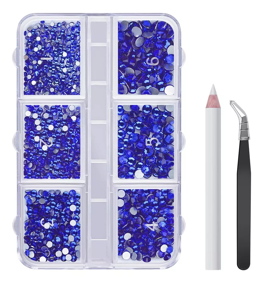 1500pzs Pedreria Cristal Para Uñas Decoración + Pinzas