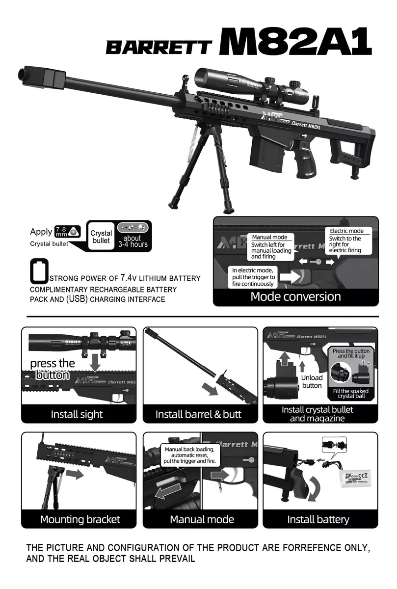 Pistola De Juguete Infantil De Bola De Hidrogel M82a1 110cm