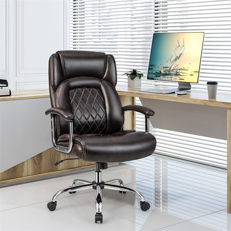 Silla de oficina giratoria de altura ajustable de 500 libras, silla de escritorio para ordenador, silla ejecutiva de piel sintética con Base de Metal resistente