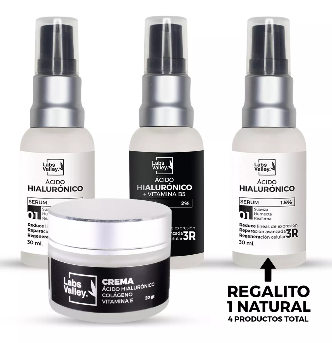 paquete 1 Crema Facial + 1 Hialur&oacute;nico Natural + 1 Hyal Con B5