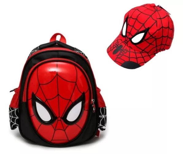 Mochila Preescolar Spider Man 3d Dibujos Animados+sombrero