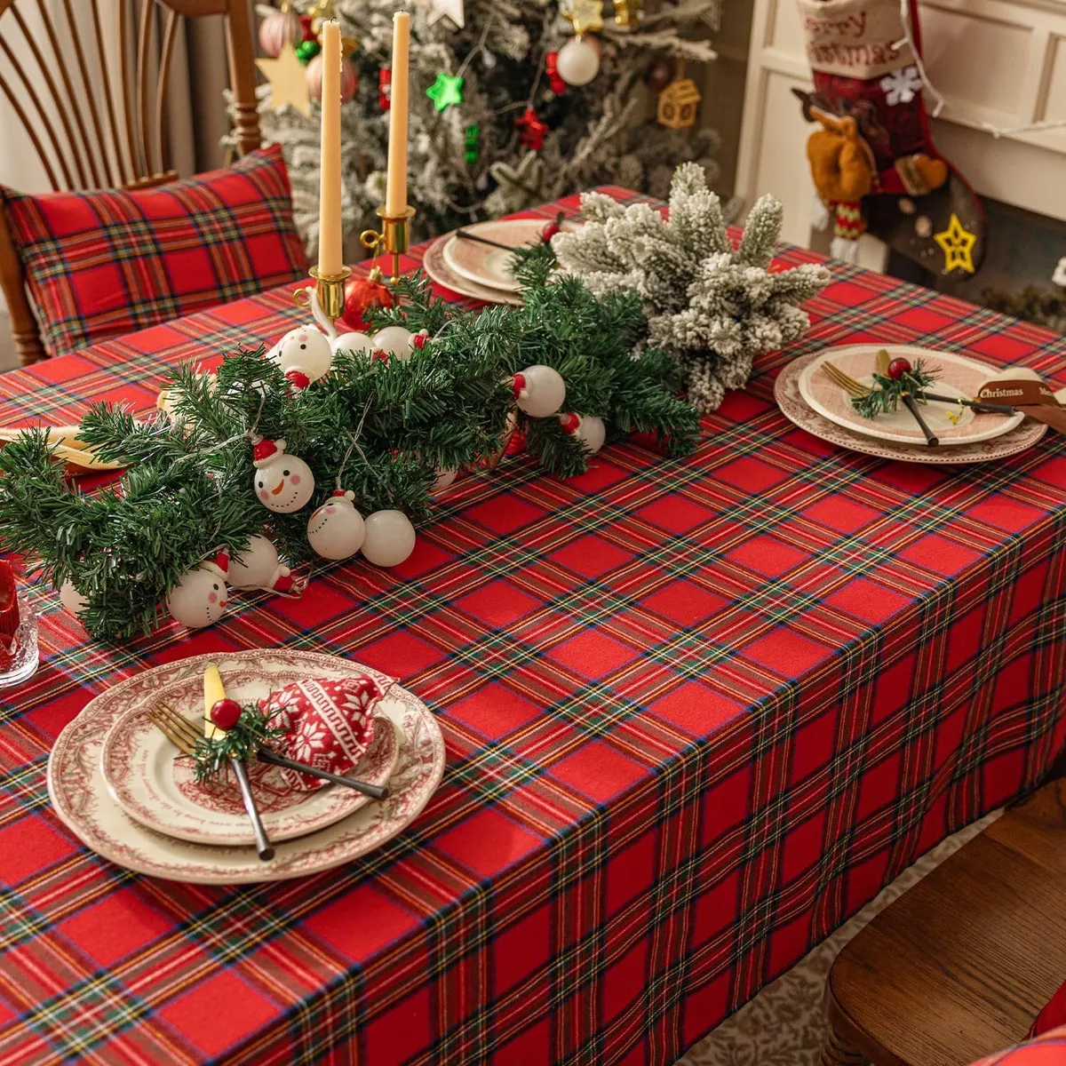 Mantel Navideño, Cubierta De Mesa Resistente A Las Manchas