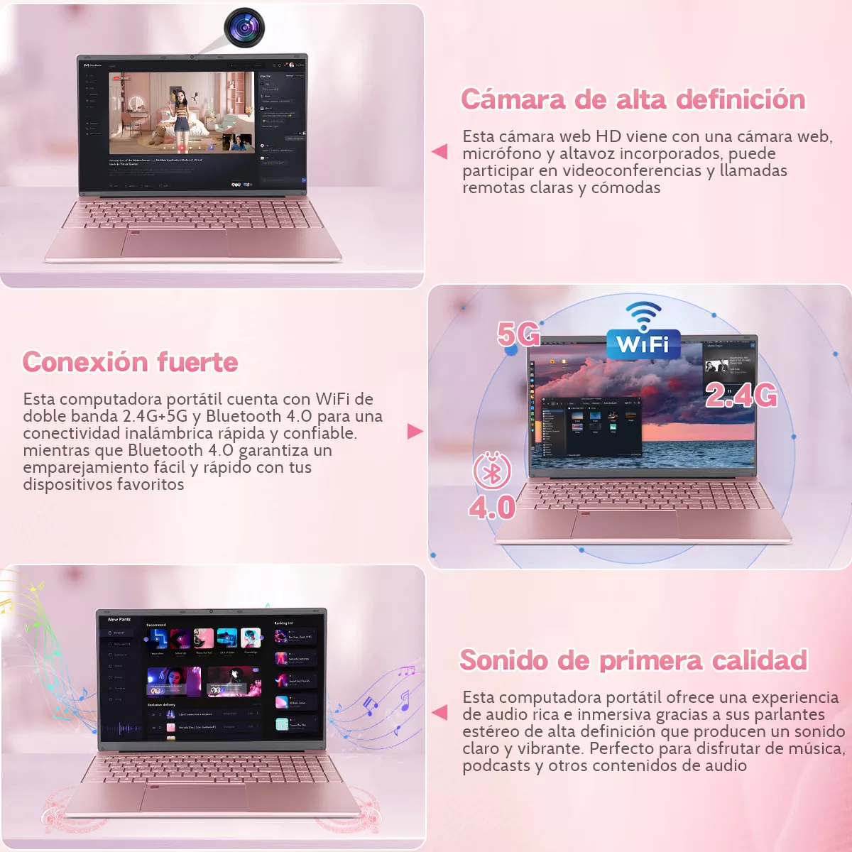 Laptop Mujer 15.6'' Intel Celeron N5095 16gb Ram 512gb Ssd