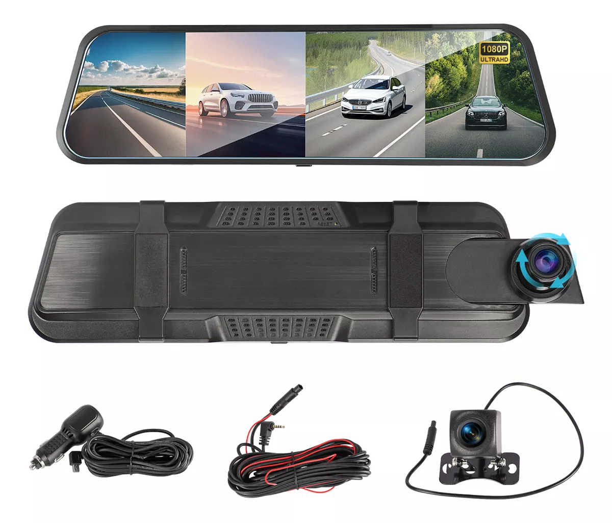 Espejo Retrovisor Doble Camara Reversa 10in Touch Hd 1080p