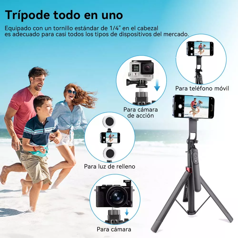 Tripode Celular Selfie Stick Bluetooth Control Remote 175cm