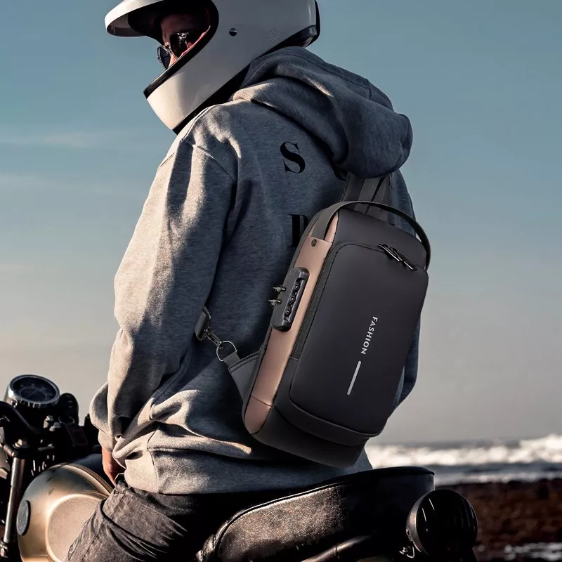 Mochila Cruzada Antirrobo Impermeable Para Hombre