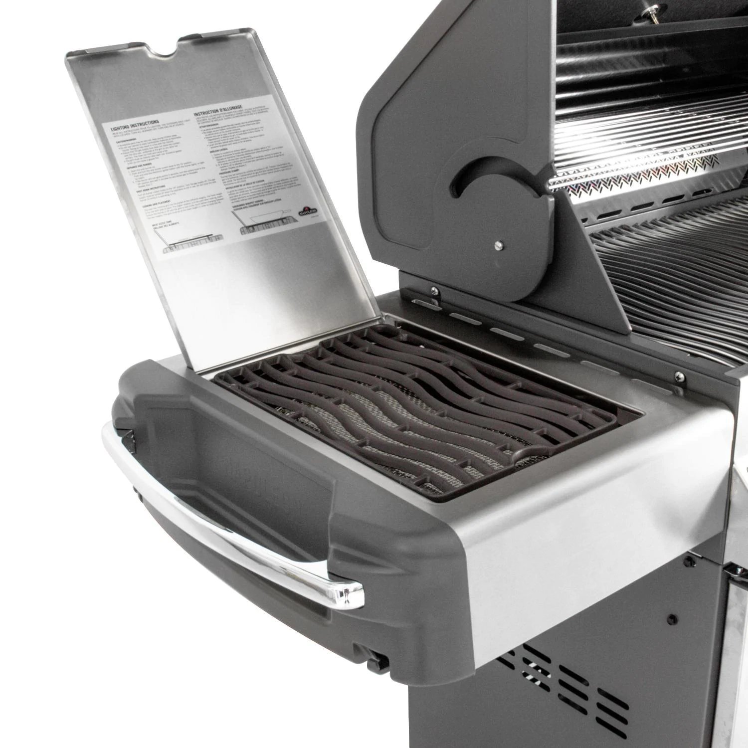 Parrilla de gas propano Napoleon Prestige 500 con quemador trasero infrarrojo y quemador lateral infrarrojo y kit de asador-P500RSIBPSS-3