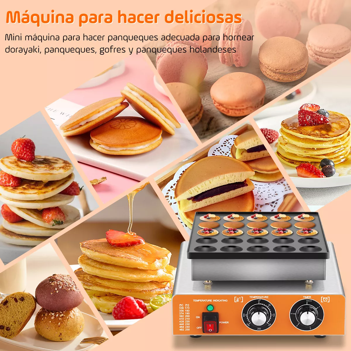 Máquina Eléctrica Industrial Mini Hotcakes 25pc Cronometrado
