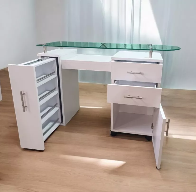 Mesa Para Uñas 120x40 Con Cristal Templado Bala