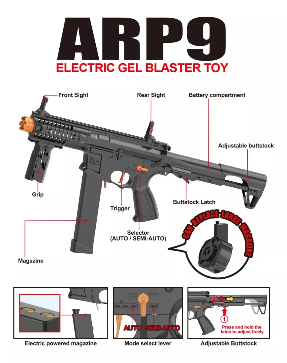Pistola De Juguete De Bolas Hidrogel Eléctrica Arp9 75cm