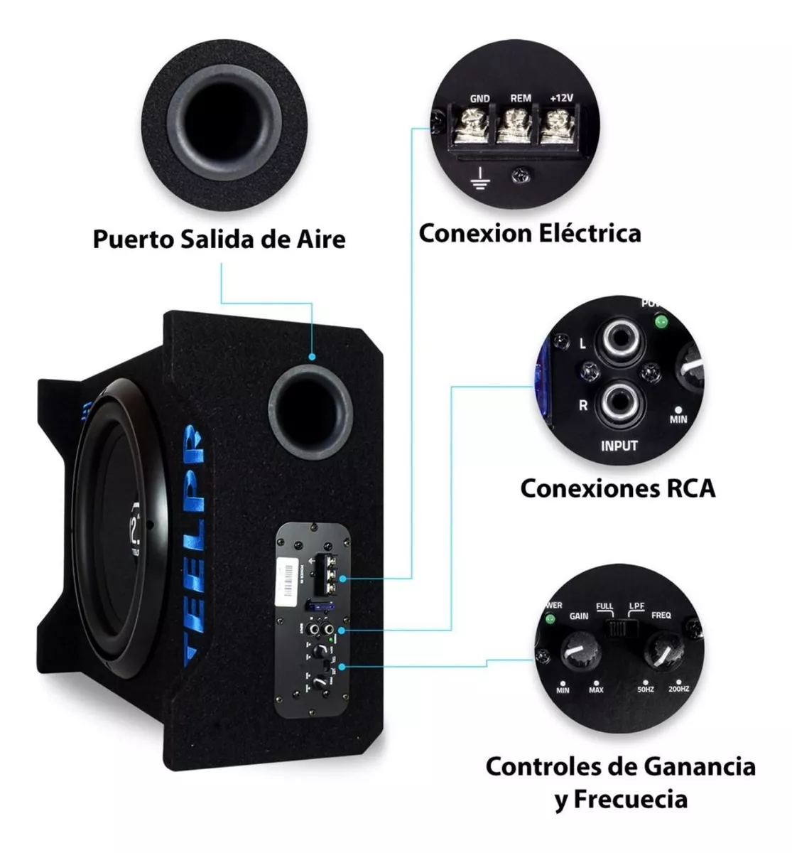 kit Subwoofer Amplificado + Bocinas 6x9 + 6.5 By Steelpro