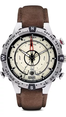 Reloj Timex Inteligente Con Br&uacute;jula color de la correa Caf&eacute; color del bisel Cromado color del fondo Crema