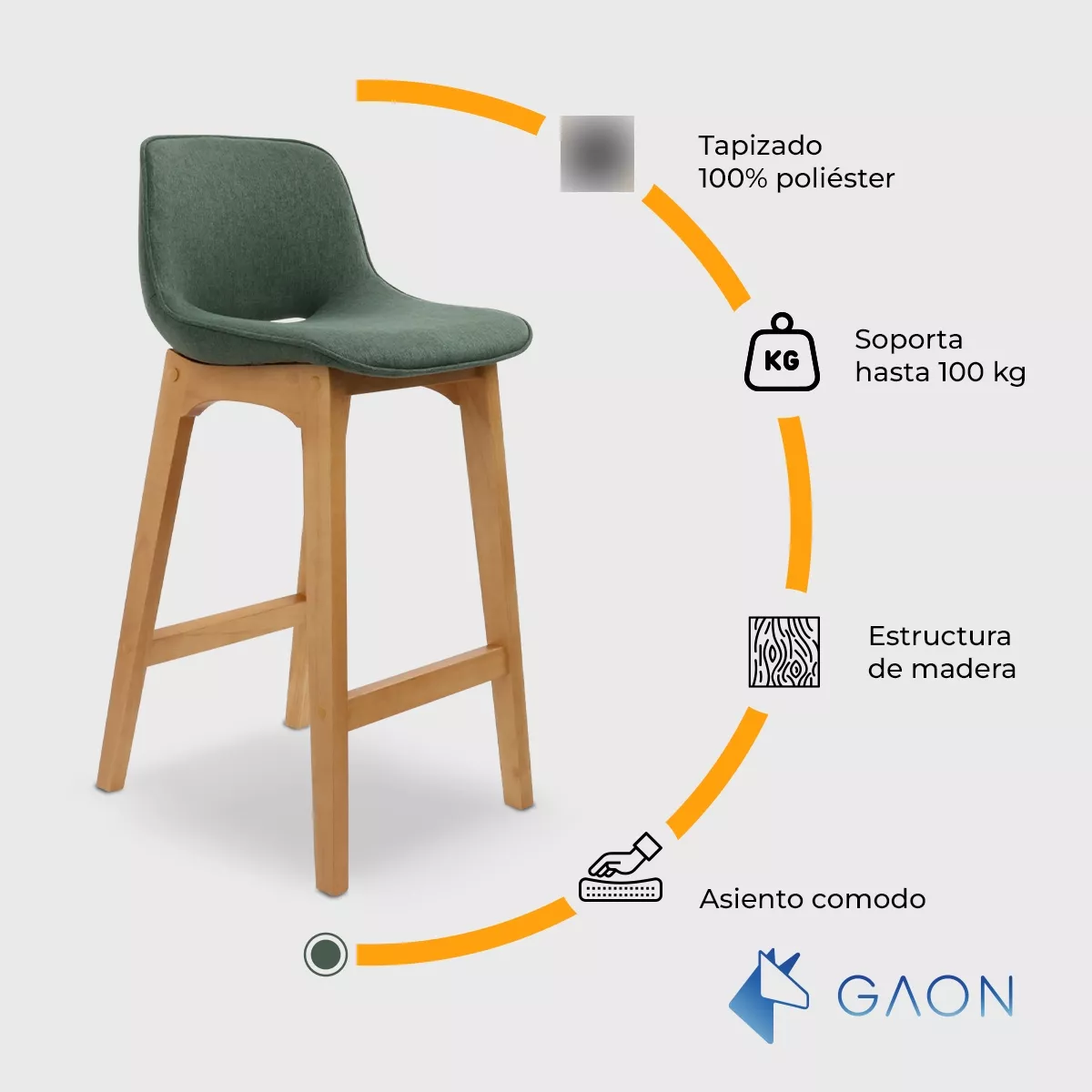 Silla De Bar Con Reposapies Diseño Ergonomico De Madera 2 Pz