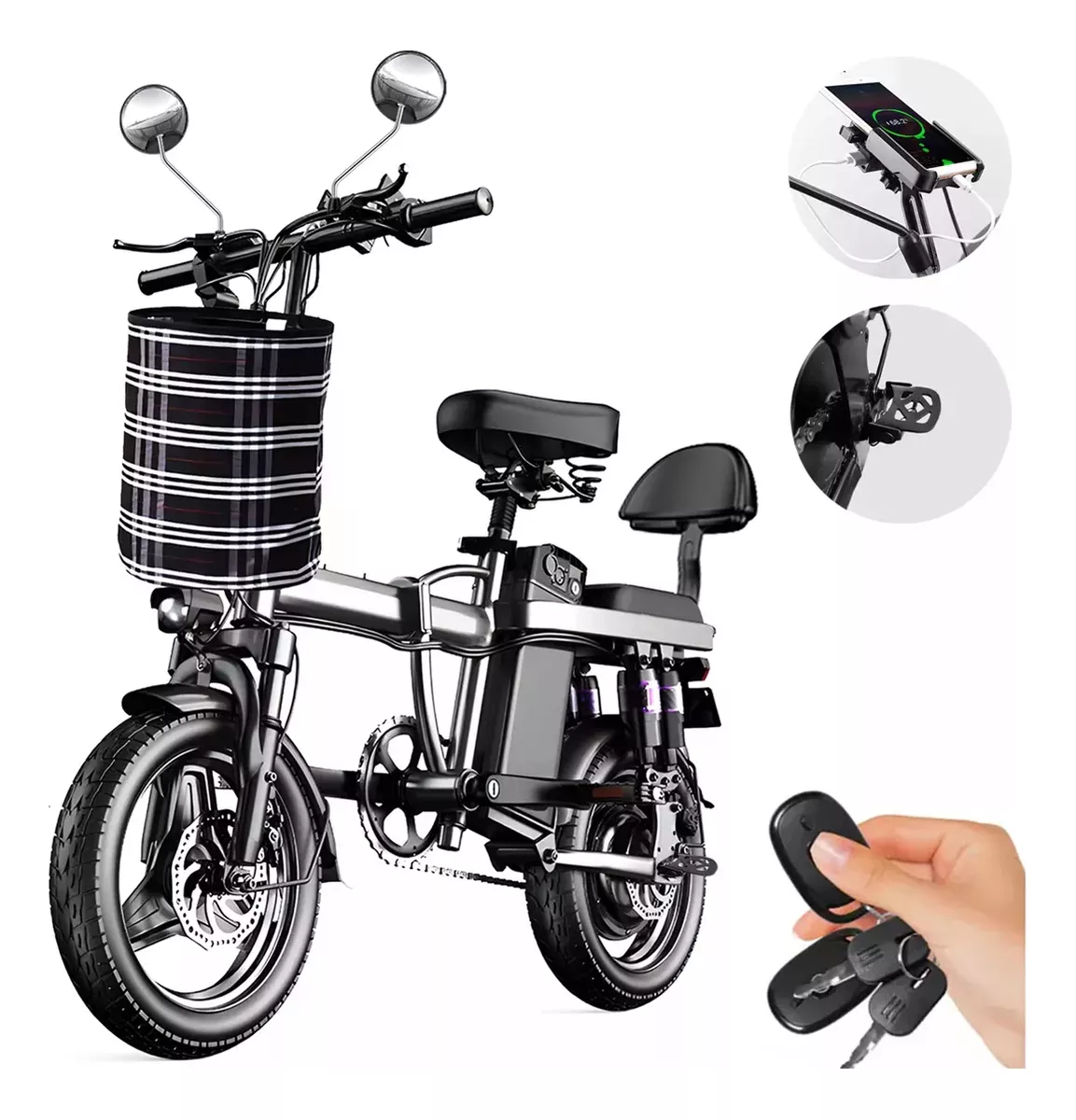 Bicicleta Electrica Plegable Con Amortiguador 45km