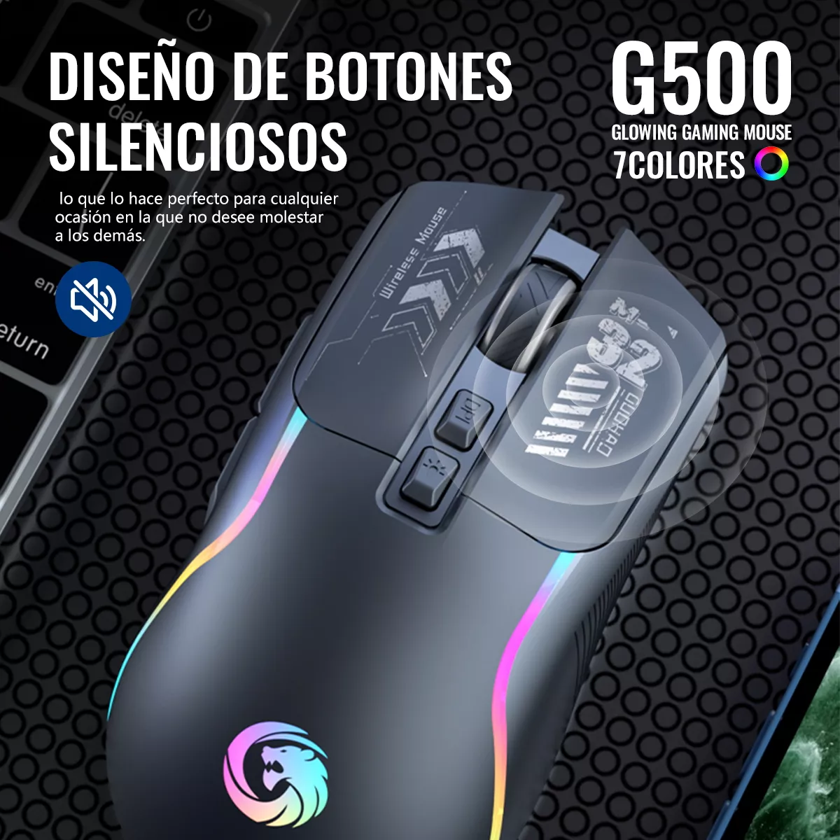 Mouse Inalámbrico Bluetooth Recargable Gamer Ergonomico 2.4g