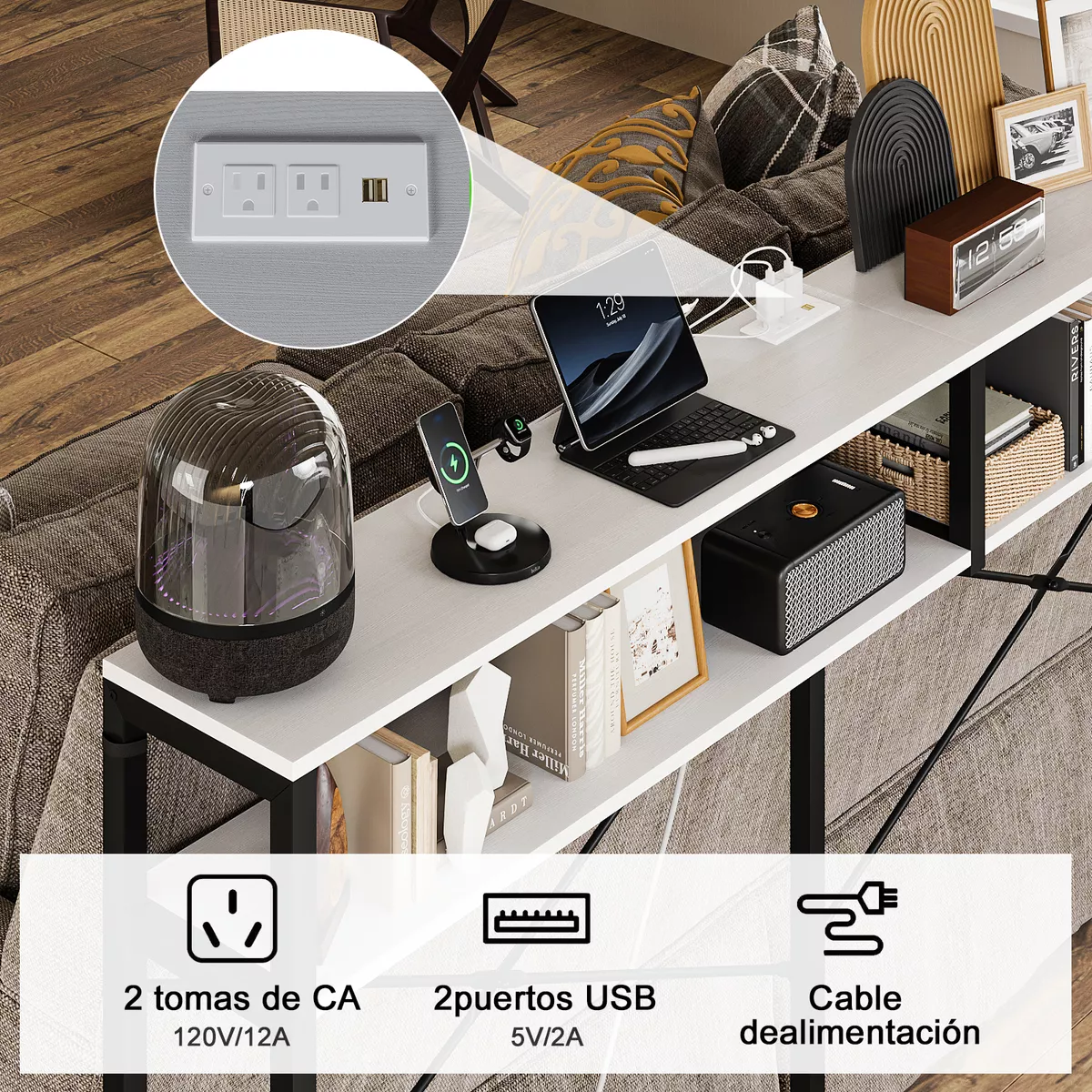 Mesa Consola Moderna Con Dos Hileras De Estantes180*20*105cm