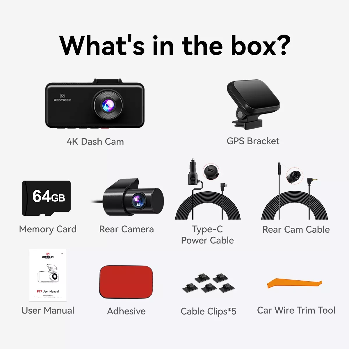 Redtiger Cámara Para Automovil 4k Dashcam 5g Wi-fi Gps 64gb