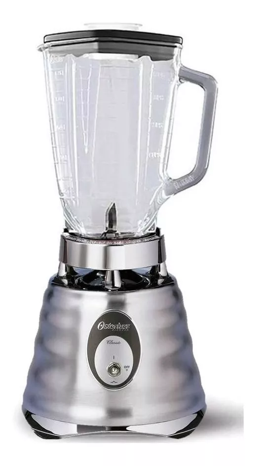 Oster Licuadora Cl&aacute;sica con 2 Velocidades y Vaso de Vidrio Refractario Boroclass Cromada BLST4127