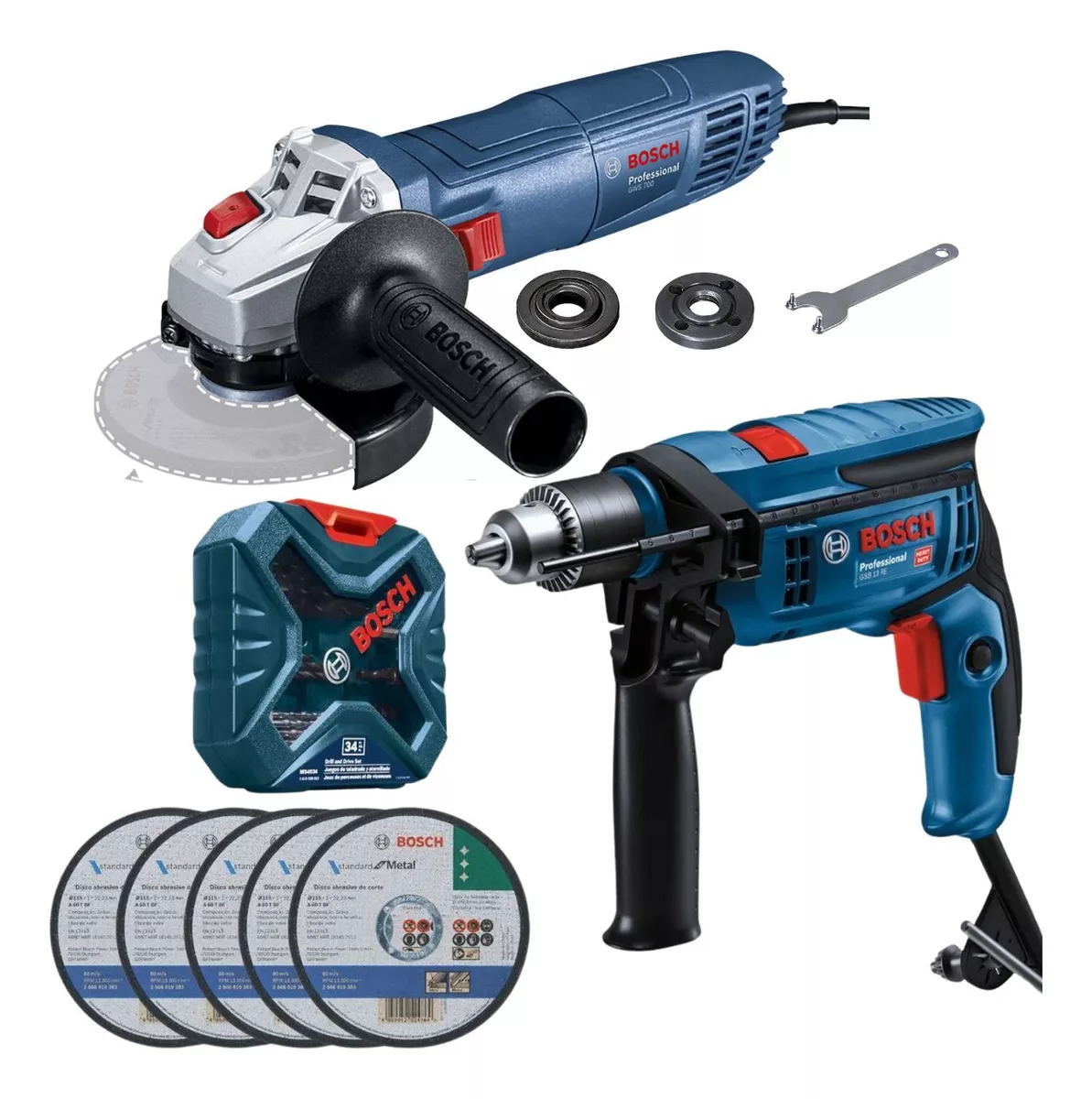 Rotomartillo Bosch + Miniesmeriladora 4 1/2 +discos Y Brocas