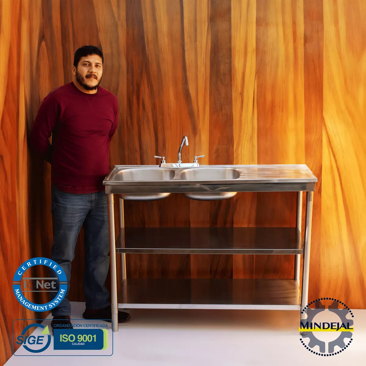 Fregadero Doble Acero Inoxidable Izquierdo 2 Entrepaños