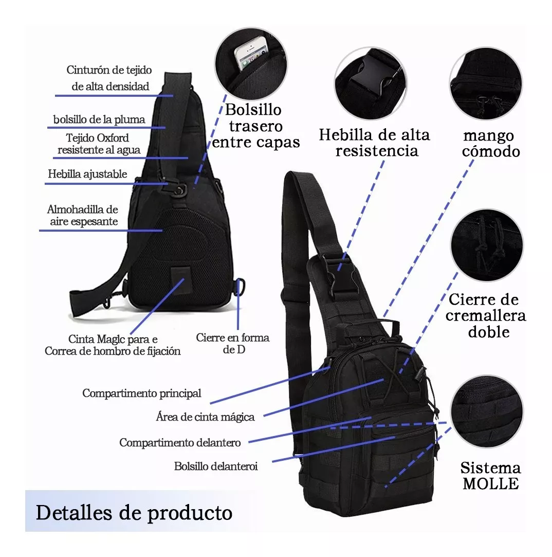 Mochila Táctica Multifunción Mochila Cuerpo Cruzada Campismo