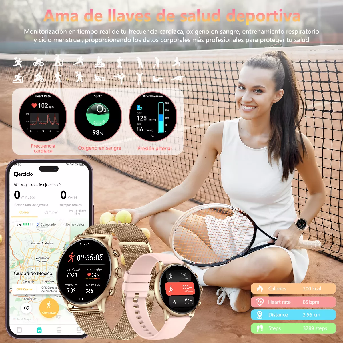 Smartwatch Mujer Amoled Reloj Inteligente Bluetooth Llamada