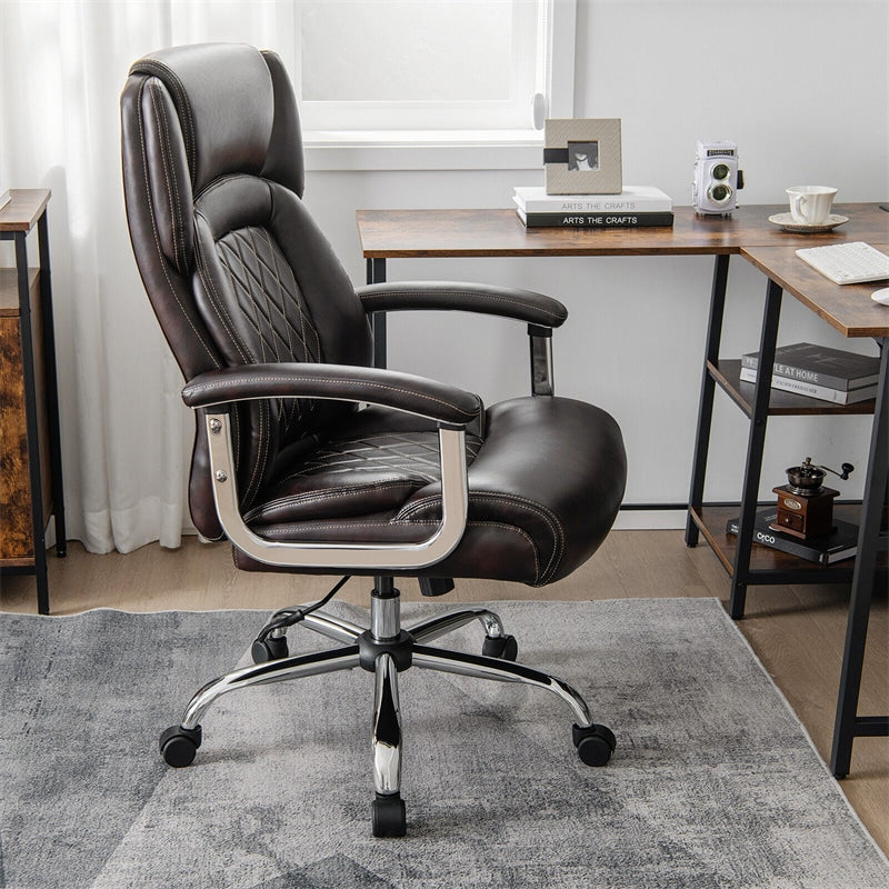 Silla de oficina giratoria de altura ajustable de 500 libras, silla de escritorio para ordenador, silla ejecutiva de piel sintética con Base de Metal resistente