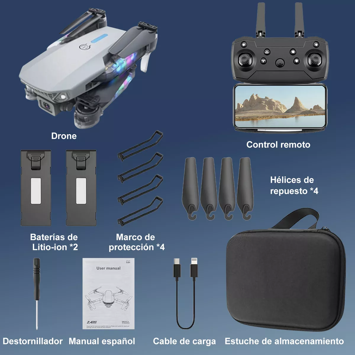 Mini Drone Con Camara Ourlife Ak Air2 Con Luces Chidas Gris
