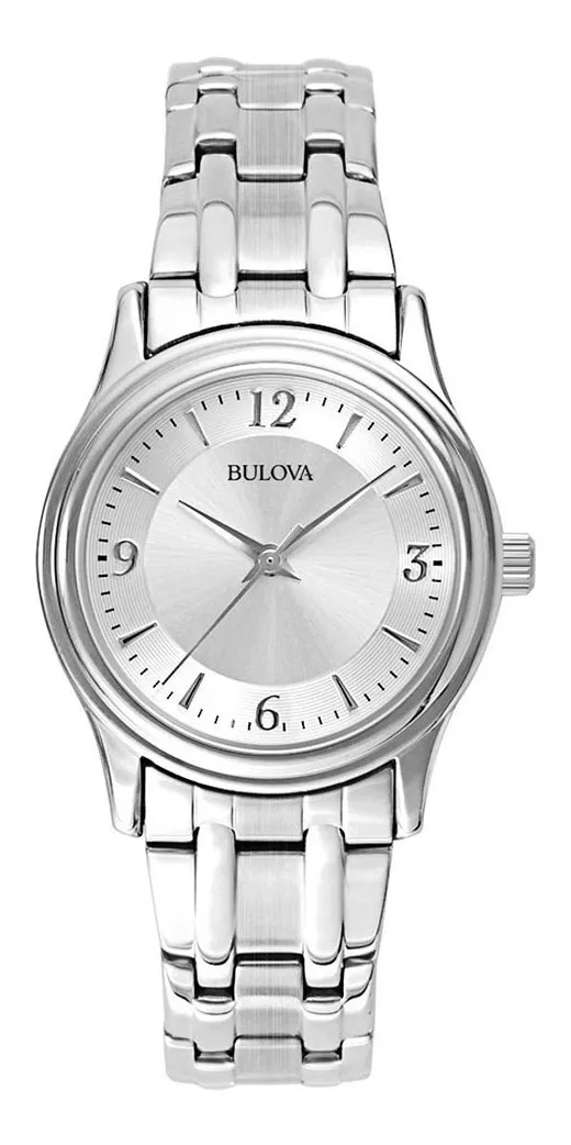 Reloj Bulova Corporate De Acero Inoxidable Para Dama 96l005 color de la correa Plata color del bisel Plata color del fondo Plata