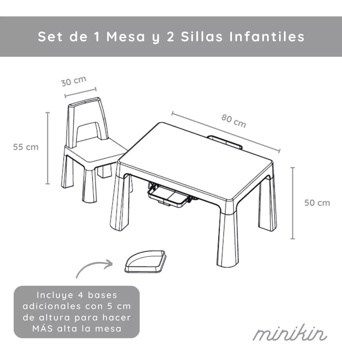 Set De Mesa Y 2 Sillas Para Niños Infantil Cajones Incluidos