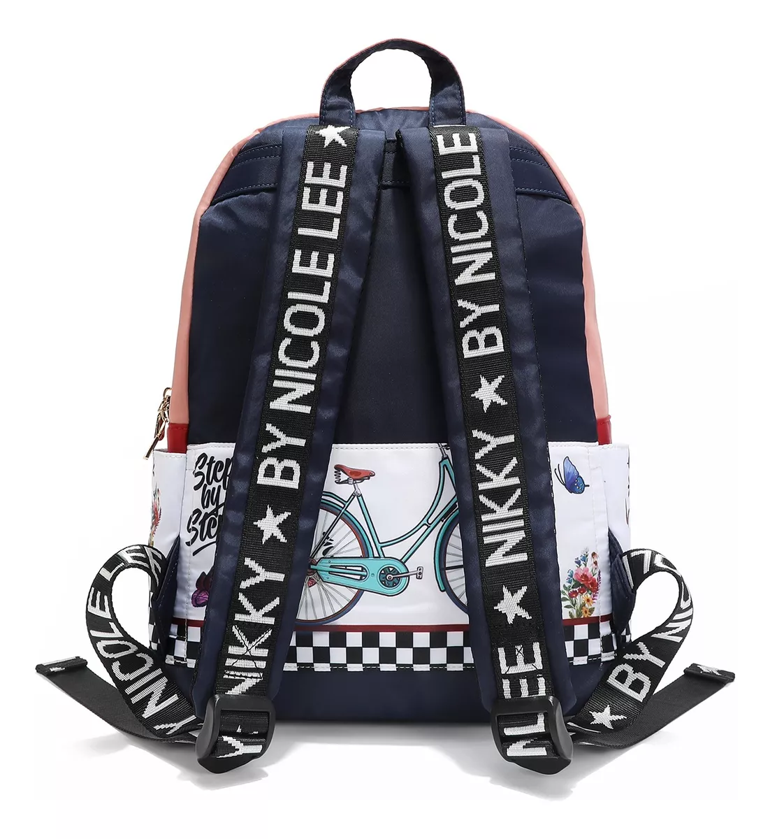Mochila Grande De Nylon Con Solapa Y Bolsas Laterales Step By Step Nikky By Nicole Lee Ss24