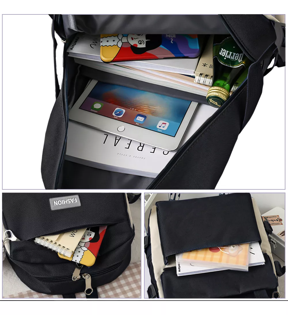 Set 5 Mochila Bolsas Escolar Estudiante Lapicera Tote Lona