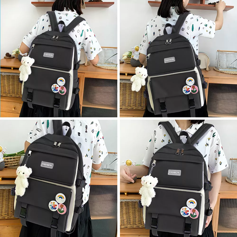 Set 5 Mochila Bolsas Escolar Estudiante Lapicera Tote Lona