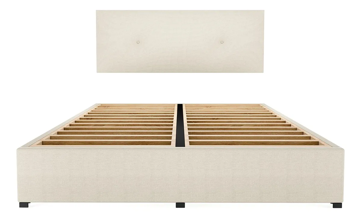 Recamara Cama Cabecera Urban Matrimonial Madera Tapiz Beige
